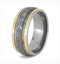 Deer Antler, Gibeon Meteorite Inlay, 18k Yellow Gold 10mm Comfort Fit Titanium Band, Size 10