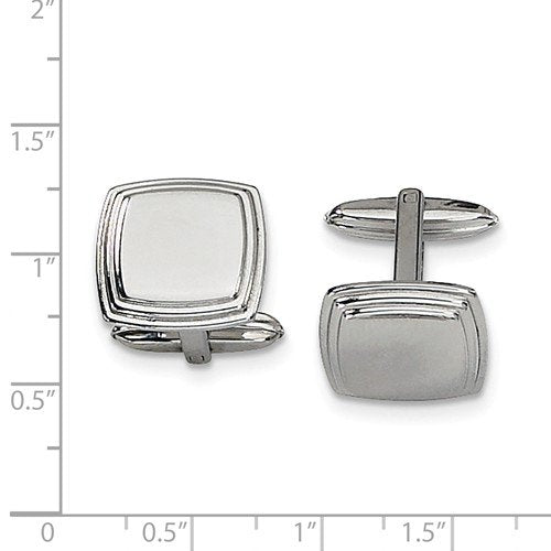 Stainless Steel Satin Square Cuff Links, 16X17MM