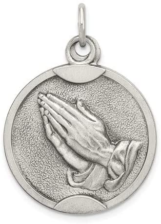 Sterling Silver Antiqued Praying Hands Medal (20X25MM)