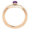 Amethyst Pear and Diamond Chevron 14k Rose Gold Ring (.145 Ctw,G-H Color, I1 Clarity)