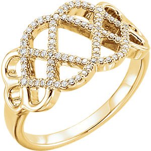 Diamond Woven Ring, 14k Yellow Gold (1/5 Ctw, Color G-H, Clarity I1 ), Size 8.75