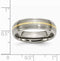 Brushed Titanium 6mm Ridged Edge, 14k Yellow Gold Inlay Comfort-Fit Band, Size 6.5