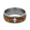 The Men's Jewelry Store (Unisex Jewelry) Black Ash Burl with Silver Cross 8mm Matte Comfort-Fit Titanium Band