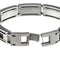 Men's Stainless Steel and Leather Inlays Bracelet, 8.5"