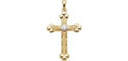 Bottonee Diamond Cross 14k Yellow Gold Pendant