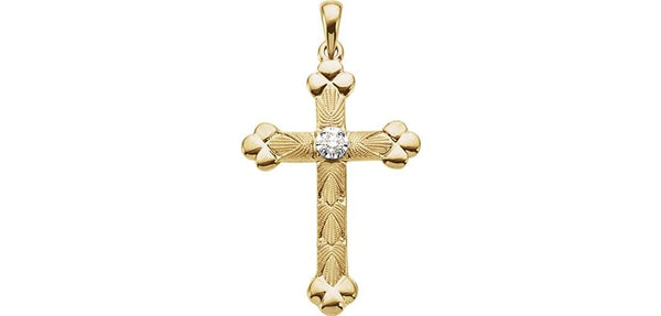 Bottonee Diamond Cross 14k Yellow Gold Pendant