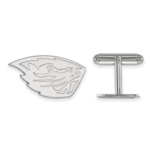 Rhodium-Plated Sterling Silver, Oregon State University Cuff Links, 16MM