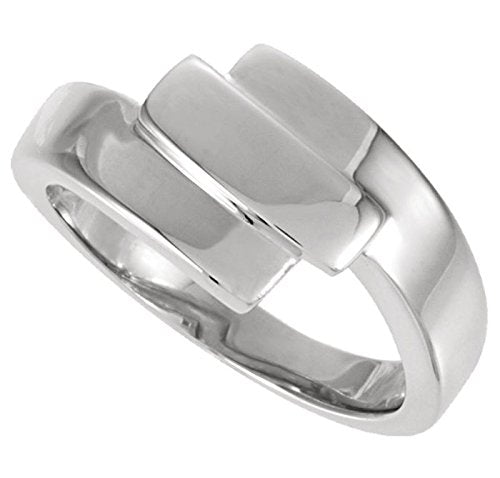 Three Step Fashion Band, 12.25mm Rhodium-Plated 14k White Gold, Size 6