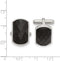 Stainless Steel Solid Black Carbon Fiber Inlay Semi-Rectangle Cuff Links, 13.7MM