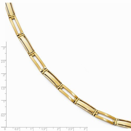 Men's Polished and Brushed 14k Yellow Gold Hollow Link Bracelet, 8 "