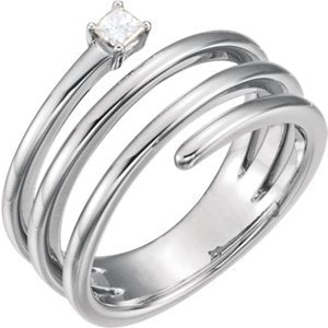 Diamond Spiral Wrap Ring, Rhodium-Plated 14k White Gold (.1 Ctw,GH Color, I1 Clarity) Size 7.25
