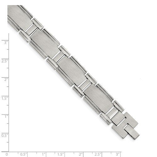 Men's Polished and Brushed Stainless Steel Link Bracelet, 8.75"