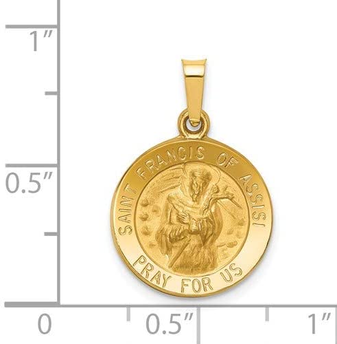 14k Yellow Gold St. Francis of Assisi Medal Pendant (17X16MM)