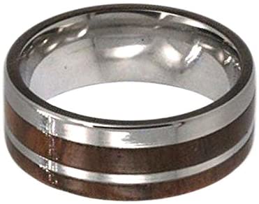 The Men's Jewelry Store (Unisex Jewelry) Ironwood, Titanium Pinstripe 8mm Comfort Fit Titanium Ring, Size 5.5