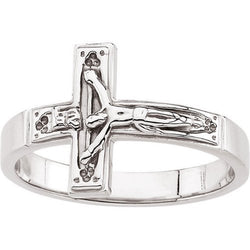 Mens Sterling Silver Crucifix Chastity Ring, Size 7