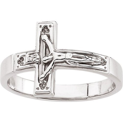 Womens Sterling Silver Crucifix Chastity Ring, Size 4