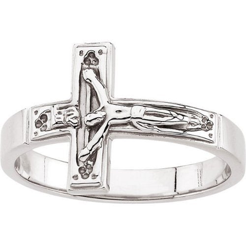 Womens Sterling Silver Crucifix Chastity Ring, Size 5