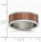 Brushed Grey Titanium, Brown IP Grooved Edge 8mm Band, Size 12