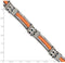 Men's Stainless Steel 11mm Orange Rubber Link Bracelet, 9 Inches