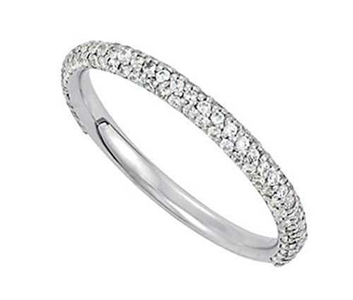 Pave Diamond Anniversary Ring, 2.20MM Rhodium-Plated 10k White Gold, Size 7 (.50 Ctw, GH, SI2-SI3)