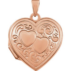 Rose Gold Plated Sterling Silver Two Heart Locket Pendant