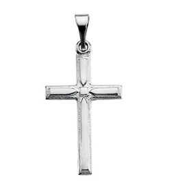 Boys Embossed Cross 14k White Gold Pendant