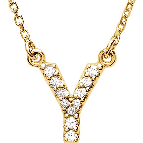 14k Yellow Gold Diamond Initial 'Y' 1/10 Cttw Necklace, 16" (GH Color, I1 Clarity)