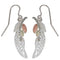 Feather and Leaf Earrings Sterling Silver, 12k Green and Rose Gold Black Hills Gold Motif