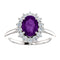 Genuine Oval Amethyst and Diamond Halo 14k White Gold Ring (.35 Cttw, GH Color, SI1 Clarity)