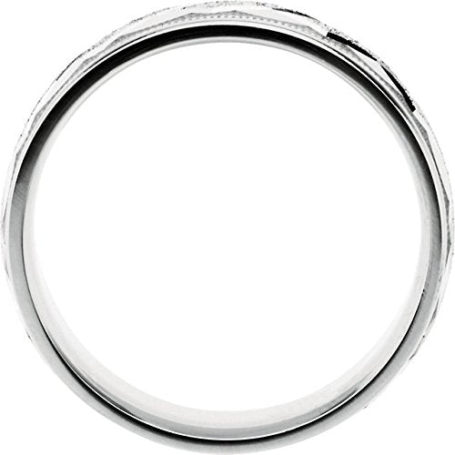 Ice Finish Diamond-Cut Design 7mm 14k White Gold Comfort Band, Size 7.5