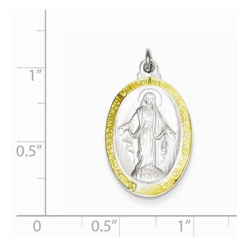 Rhodium-Plated Sterling Silver Miraculous Medal (25X14 MM)