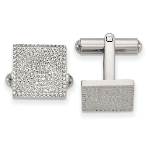 Stainless Steel Textured Square Cuff Links, 17.57X12.96MM