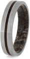 Ironwood Burl, Matte Titanium 5mm Comfort-Fit Deer Antler Sleeve Wedding Band, Size 16