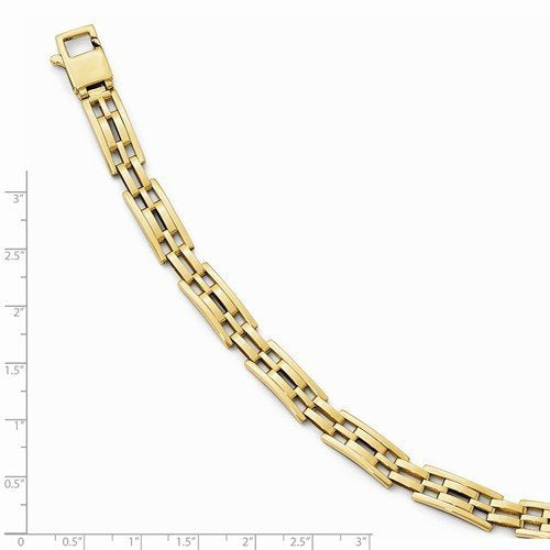 Men's Polished 14k Yellow Gold 8mm Hollow Link Bracelet, 8 "