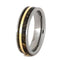 Buckeye Burl Wood, 14k Yellow Gold 5mm Comfort-Fit Titanium Ring, Size 7