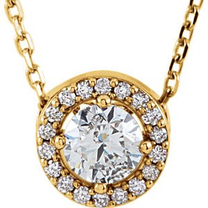 Diamond Halo Necklace, 14k Yellow Gold, 16" (0.25 Ctw, Color G-H, Clarity I1)