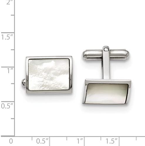Stainless Steel Mother of Pearl Cuff Links, 17X13MM