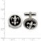 Grey Titanium with Black Enamel Fleur De Lis Round Cuff Links,19MM