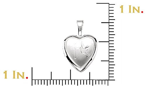 Sterling Silver Dove and Cross Heart Locket Pendant