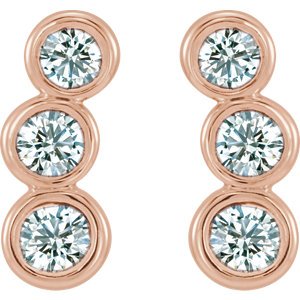 Diamond Three-Stone Ear Climbers, 14k Rose Gold (.5 Ctw, G-H Color, I1 Clarity)