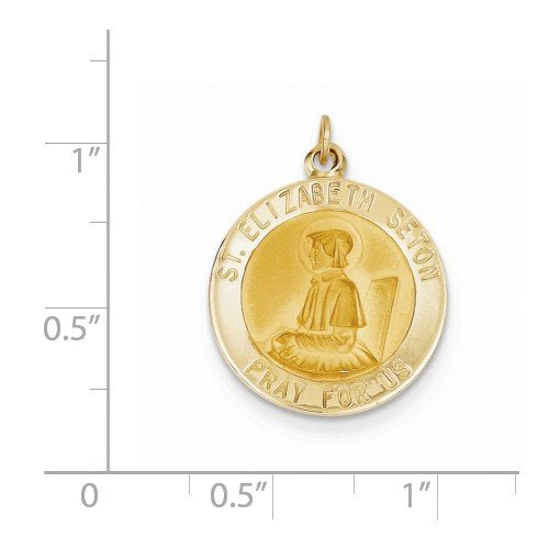 14k Yellow Gold Saint Elizabeth Seton Medal Pendant (27X19MM)