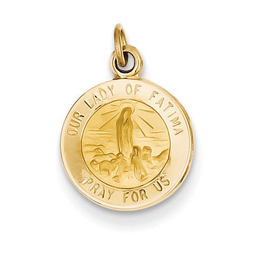 14k Yellow Gold Our Lady Of Fatima Medal Charm (18X12MM)