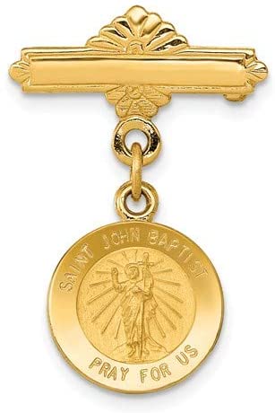 14k Yellow Gold Saint John the Baptist Medal Pin (27X17MM)