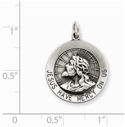Sterling Silver Jesus Have Mercy Medal (23X18MM)