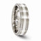 Edward Mirell Brushed Titanium with Sterling Silver Inlay 7mm Wedding Band