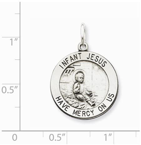 Sterling Silver Antiqued Infant Jesus Medal (17X11MM)