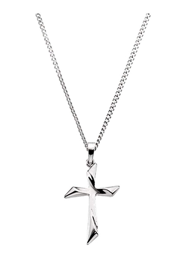 Curvy Cross 14k White Gold Pendant Necklace, 18"