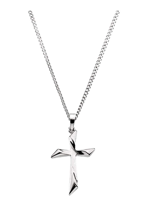 Curvy Cross 14k White Gold Necklace, 24"