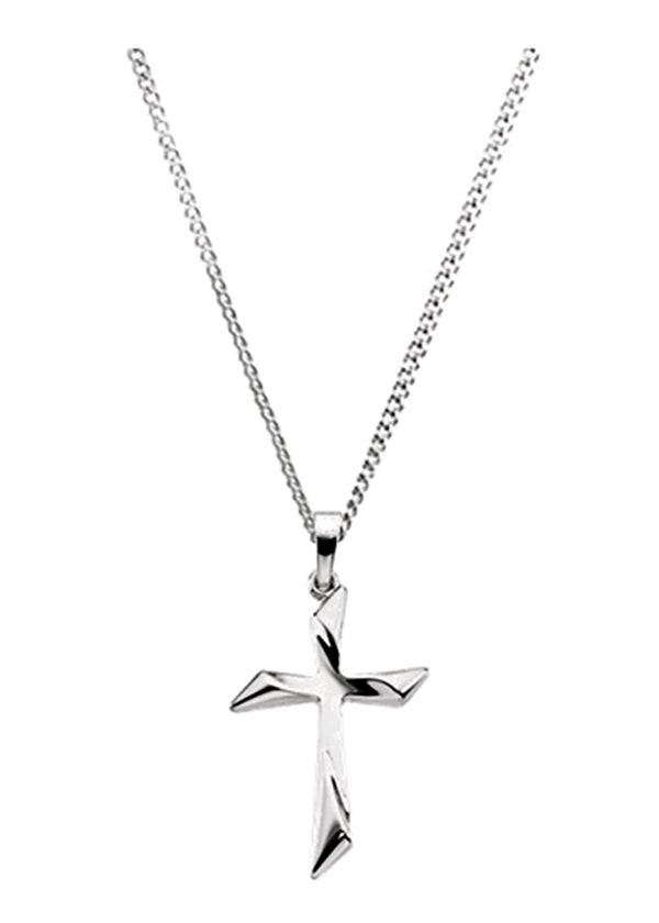 Curvy Cross 14k White Gold Necklace, 20"