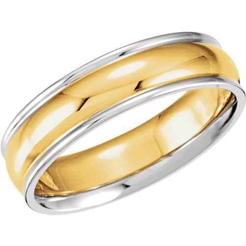 6mm 14k Yellow and White Gold Two-Tone Comfort-Fit Band, Size 8.5